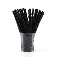 Vente en gros paille en plastique PP noire mince de 9 pouces emballée individuellement en vrac-paille à jus jetable de 7mm de diamètre