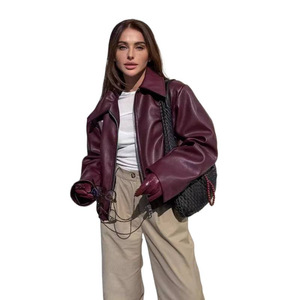 Manteau long et ample <span class=keywords><strong>en</strong></span> polyester de style moto Veste transfrontalière décontractée <span class=keywords><strong>pour</strong></span> femmes automne hiver nouvelle mode - Product Image 5