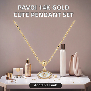 PAVOI Pendentif en imitation de zircone cubique plaqué or jaune 14 carats, chaîne en bambou, hypoallergénique, réglable, délicat, cadeau pour femme - Product Image 2