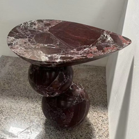 Table d'appoint moderne en marbre rouge, socle en pierre naturelle pour mobilier de salon de luxe, décoration intérieure