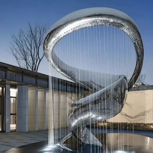 Scultura contemporanea della caratteristica dell'acqua del metallo, arte all'aperto del punto di riferimento dello spazio pubblico all'aperto - Product Image 1