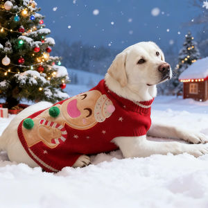 가을 겨울 클래식 스타일 개 스웨터 작은 고양이 애완 동물 의류 진저 브레드 남자 겨울 따뜻함 크리스마스 에디션 - Product Image 1