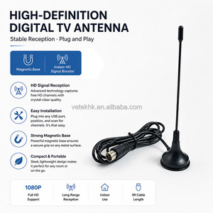 เสาอากาศทีวีดิจิตอลในร่ม 470–860MHz ฐานแม่เหล็กพลาสติก DVB T2 ตัวเพิ่มสัญญาณรับสัญญาณความละเอียดสูง - Product Image 2