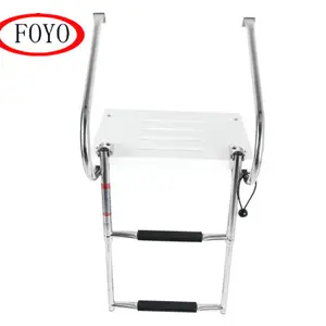 Foyo-escalera telescópica para barco, plataforma de fibra de vidrio para piscina, Pontón, plegable, con 2 pasamanos