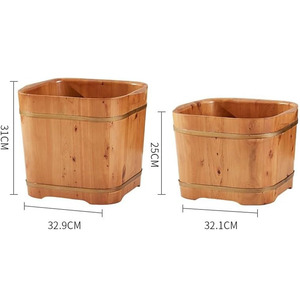 Seau de bain de pieds en <span class=keywords><strong>bois</strong></span> épaissi pédicure spa baril <span class=keywords><strong>bassin</strong></span> carré baignoire avec couvercle massage - Product Image 2