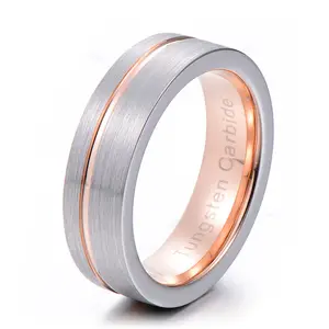 钨钢戒指结婚戒指带玫瑰金碳化钨戒指