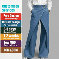 Pantalon droit décontracté en jean pour femme, nouvelle collection automne/hiver 2026, coupe évasée, couleur unie, avec détail croisé, style créateur, OEM & ODM