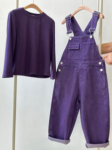 2023 Automne Filles Enfants Bretelles Violet Combinaison - Product Image 2