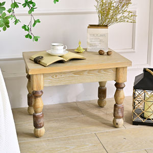 Table d'appoint décorative en bois massif INNOVA HOME, design européen moderne, table basse de style farmhouse pour salon, style naturel - Product Image 2