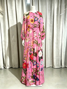 Elegante Abito <span class=keywords><strong>Lungo</strong></span> Floreale Rosa con Collo Tondo, <span class=keywords><strong>Maniche</strong></span> Lunghe <span class=keywords><strong>a</strong></span> <span class=keywords><strong>Palloncino</strong></span> e Cintura Abbinata, <span class=keywords><strong>Vestito</strong></span> Casual Formale <span class=keywords><strong>a</strong></span> Linea <span class=keywords><strong>A</strong></span> per Donne - Product Image 5