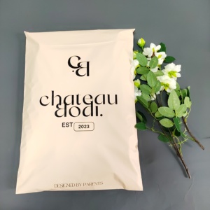Branded Cream Shipping Bags with Logo - Waterproof Poly Mailers for Apparel E-commerce with Self Adhesive Seal - Product Image 6