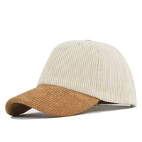 Gorras de Béisbol de Pana de 5 Paneles con Visera Plana Retro sin Estructura, Estilo Formal, con Logotipo de Parche Bordado Personalizado, Venta al por Mayor