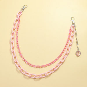 Chaîne de taille en acrylique rose double couche Yueli avec pendentif fraise pour femme, chaîne de corps tendance pour usage quotidien - Product Image 2
