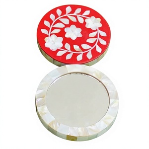 Portable Mini Tabletop Wooden Mother Pearl Mirror Delicate MOP Inlay Personalized Durable Eco-Friendly Birthday Vanity Mirrors - Product Image 1