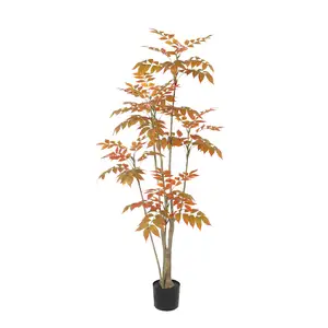 Оптовая продажа заводская цена искусственное растение в горшке красный лак дерево в японском стиле искусственное шелковое дерево