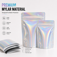 Sacs en Mylar holographiques personnalisés, résistants aux enfants, refermables, anti-odeurs, pochettes verticales pour l'emballage de bonbons, de collations et de thé