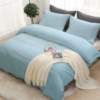 Parure de lit personnalisée 3/4 pièces en microfibre brossée polyester, housse de couette unie, parures de lit, juego de cama, sabanas