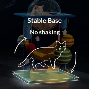 Árbol rascador para gatos Starry Sky Classic de 2 niveles, ahorrador de espacio, con postes de sisal, hamaca y bola interactiva de cartón - Product Image 2