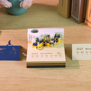 Bloc-notes 3D Château Magique, <span class=keywords><strong>Calendrier</strong></span>, Sculpture en papier découpé, Décoration <span class=keywords><strong>de</strong></span> bureau, <span class=keywords><strong>Papeterie</strong></span>, Cadeau d'affaires haut <span class=keywords><strong>de</strong></span> gamme - Product Image 3