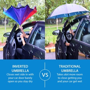 Parquet 50+ Uv rainbow 23 Inch Double Layer Inverted <b>Umbrellas</b> C Shaped Handle Reverse Folding Windproof <b>Umbrella</b> - Product Image 5
