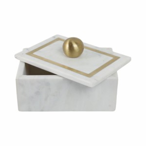 Scatola decorativa in marmo con pomello in ottone e intarsi per gioielli, oggetti di valore e decorazioni per la casa - Product Image 5