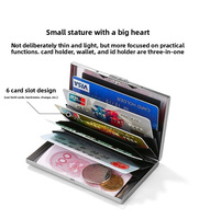 Dompet Kartu RFID Blocking Stainless Steel Minimalis Tipis Anti Maling Logam Bisnis Custom Logo Laser