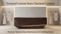 Mostrador de Caja Moderno de Lujo con Textura de Roca, Ecológico, Impermeable, para Tienda de Ropa, Fondo de Pared de Travertino