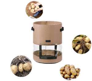 Sacs <span class=keywords><strong>de</strong></span> culture pour plantes en feutre non tissé écologiques TAK Custom Gallon avec fenêtre visible et poignées - Product Image 1