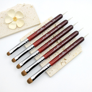 แปรงแต่งเล็บทรงรี ขนโคลินสกี้/ไนลอน คุณภาพพรีเมียม ด้ามไม้สีแดง ลดราคาพิเศษ # 8- # 16 แบบเล็บสวยหรู - Product Image 4