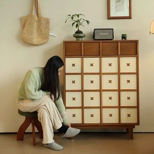 Meuble à chaussures en bois massif 90x40x120 cm, style chinois rétro, meuble de rangement pour entrée - Product Image 2