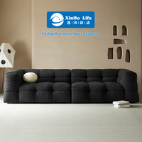 Canapé Sherpa Bubble surdimensionné 4 places, design capitonné en grille, tissu ultra doux et moelleux, mobilier moderne pour salon