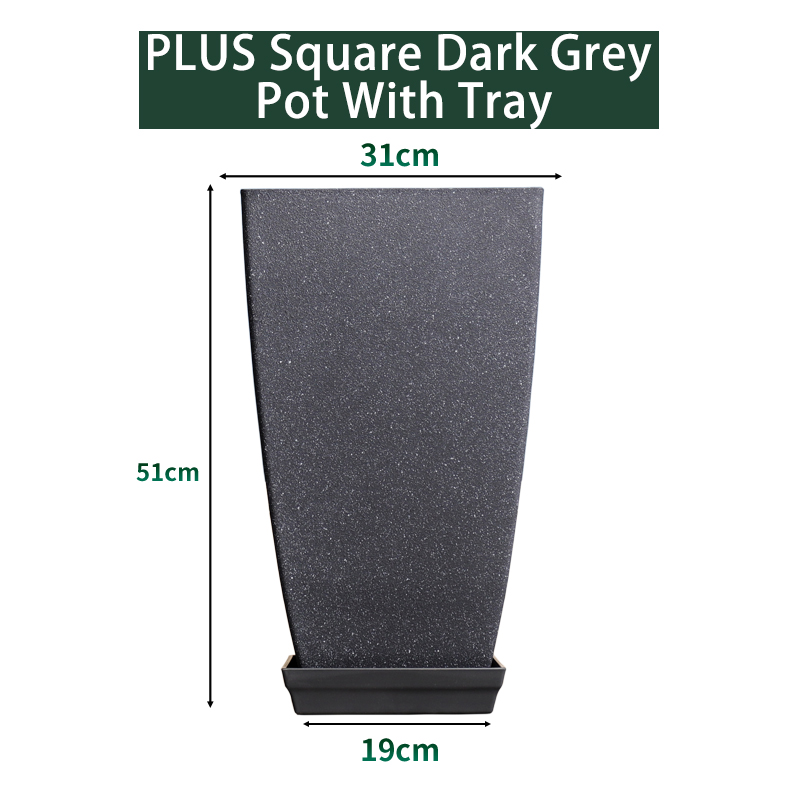 21 pulgadas Plus cuadrado olla gris oscuro con tary