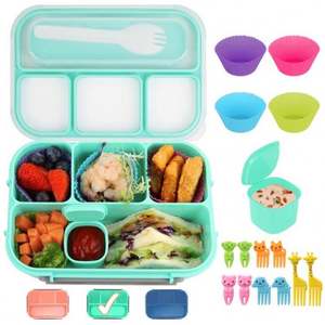 Lonchera Infantil Bento de Plástico, Contenedores de Plástico para Almuerzo, Lonchera Bento de 4 Compartimentos para Adultos/Niños Pequeños, Apta para Congelador - Product Image 1