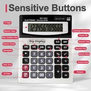 Calculadora Científica de Escritorio Grande de 12 Dígitos, Estilo DM1200V, para Finanzas, Oficina, Contabilidad, con Batería, de Plástico, para la Escuela - Product Image 4