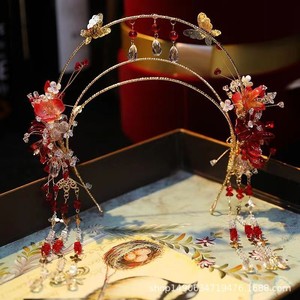 Neue chinesische Art Xiuhe Braut Kopf bedeckung Klassische Hochzeit Accessoires mit Saint Crown Makeup Legierung Material Hochzeits anzug - Product Image 1