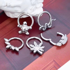 ต่างหูไทเทเนียมห่วงแบบบานพับ G23ห่วงใบเมเปิ้ล CZ paved tragus EAR EAR EAR pings Nose piercing เด็ก zircon - Product Image 4