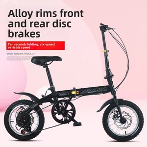 Nouveau vélo pliant mini 12 pouces 14 pouces, petit cadre rigide en acier au carbone, freins à <span class=keywords><strong>double</strong></span> disque, portable, ultra léger pour hommes et femmes - Product Image 2
