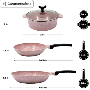 Juego de Ollas y Sartenes Modernas con Revestimiento Cerámico, Asas de Baquelita Suaves al Tacto, Tapas de Vidrio Transparente, Juego de Utensilios de Cocina de Aleación de Aluminio Fundido para Gas - Product Image 3
