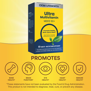 LIFEWORTH 50 Plus Comprimés de multivitamines pour hommes Soutenir la santé immunitaire avec des vitamines <span class=keywords><strong>B12</strong></span> C D <span class=keywords><strong>E</strong></span> - Product Image 2