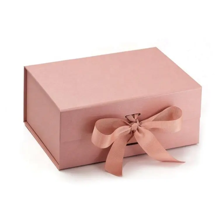 Individuelle luxuriöse rosa-orange Magnet-Klapppapierschachtel faltbare Geschenkboxen mit Magnetverschluss und Band