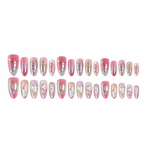 Fairy Moonlight – faux ongles à effet miroir vintage, en forme d'amande, 30 pièces, faux ongles en strass résistants pour manucure DIY à la mode - Product Image 4