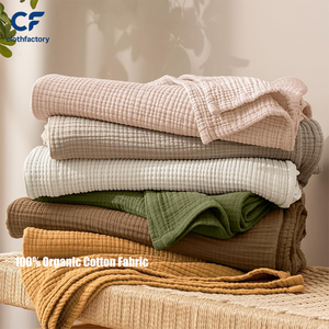 Tissu en crêpe 100% coton biologique pour vêtements de bébé, hypoallergénique, certifié GOTS, OEM/ODM pour vêtements pour nourrissons, langes, bavoirs - Product Image 1