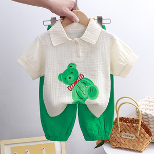 2026 Vêtements d'intérieur pour enfants et bébés, garçons et filles, en pur <span class=keywords><strong>coton</strong></span> et <span class=keywords><strong>gaze</strong></span> <span class=keywords><strong>de</strong></span> <span class=keywords><strong>coton</strong></span>, col montant, légers d'été, couleur unie, respirants - Product Image 6