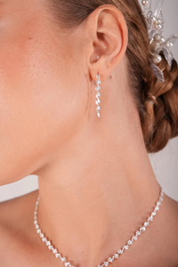 Conjunto de Joyería Nupcial de Cristal - Collar, Pulsera y Pendientes de Plata Esterlina con Moissanita, Chapado en Platino, Diseño de Hoja - Product Image 3