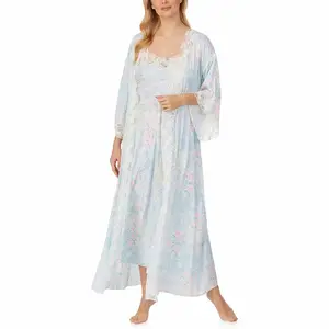 नई आगमन विस्कोस कपास नींद पोशाक लांग वस्त्र सेट महिलाओं नाइटवियर पुष्प प्रिंट लंबी फीता महिलाओं के लिए हैं Nightgowns