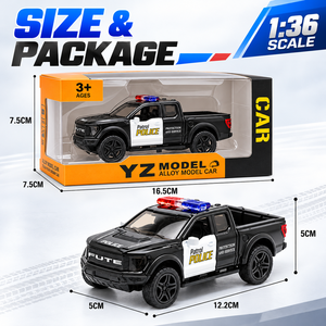 Nuovo Modellino in Scala 1:36 con Funzione Pull-Back, Auto della Polizia Americana in Lega, Pickup Raptor F150 con Porte Apribili, Giocattolo in Metallo per Bambini - Product Image 5