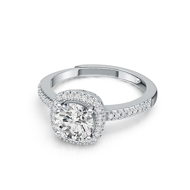 Hot Selling Moissanite S925 Silver Cushion Cut Four Prong Sparkling Halo Design Luxury Fashion Jewelry Engagement Style Ring