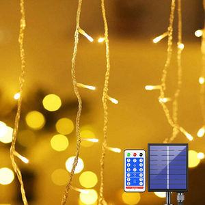 <span class=keywords><strong>Luces</strong></span> Solares de Cortina de Carámbanos, 96 LED, <span class=keywords><strong>Luces</strong></span> de Hadas Solares, <span class=keywords><strong>Cascada</strong></span> de <span class=keywords><strong>Luces</strong></span> de Cortina LED de 4 Metros - Product Image 5