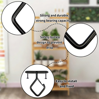Crochets de suspension robustes en fer pour plantes de plafond avec boucle de sécurité, noirs, pour plantes, carillons éoliens, mangeoires à oiseaux, décoration de jardin
