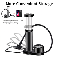 Pompe à pied en alliage d'aluminium avec manomètre, mini gonfleur d'air portable pour vélo électrique, moto, pneus et usage domestique